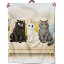 50x60 Inch Cute Cat Cozy Throw Blanket Soft Flannel Kitten Kids Girls Decor
