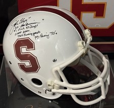 John Elway Signed Stanford Cardinal Suspension Helmet w/5 Inscriptions-Beckett