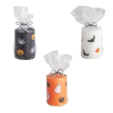 Mud Pie H5 Halloween Handpainted Hal Pillar Candle 3" W x 4" H - Choose Design