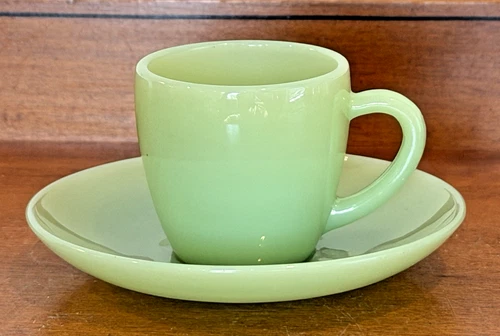 Fire King Jadeite Jadite Green Restaurant Ware Demitasse Demi Cup & Saucer Set