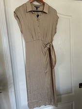 Steve Madden Desiree Faux Wrap Midi Dress S Small Tie Waist Champagne Ivory