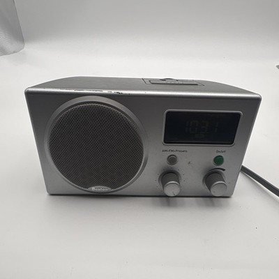 Boston Acoustics Digital Alarm Clock Radio AM/FM Presets Snooze Silver Black