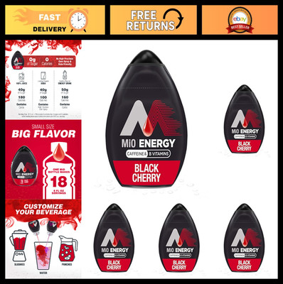 Black Cherry Liquid Water Enhancer - Naturally Flavored Energy Drink Mix, 5 Pack