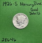 1926-S Mercury Dime 10c Good Details 90% Silver