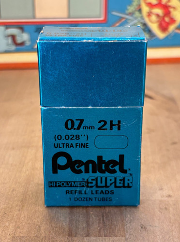 Pentel Super Hi-Polymer Lead Refill (0.7mm) Ultra Fine 2H (50-2H), 12 Tubes
