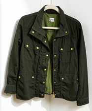 J.Crew Womens M Olive Green Field Jacket 100 Cotton Utility Military AL223