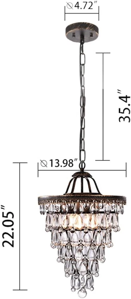 14 Inch Crystal Chandelier,Farmhouse Bronze Bathroom Chandeliers,4-Light Foyer L - Image 3 of 4