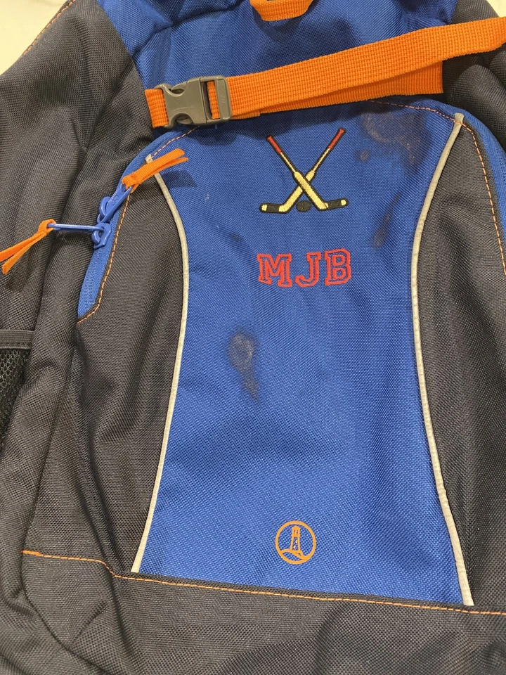 Lands' End ClassMate 中号背包黑色蓝色橙色儿童学校学院 — 第 2/4 张图片