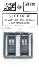 HO Scale Tichy Train Group 8150 6-Lite 3-Panel Door pkg (4)