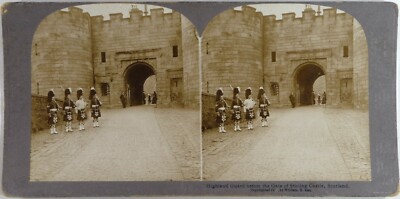 Schottland.Schottland.Sirling Castle Tor.Highland Guard.Foto Stereoview.Stereo.8x18c