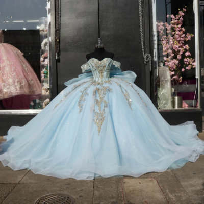 open lace back dress MissJophiel V Neck Beaded Butterfly Sky Blue Long Dress Other / Floor Length / Custom Size / Plus Size