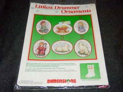 Dimensions Christmas Stamped Cross Stitch Kit : LITTLEST DRUMMER Ornaments #8383
