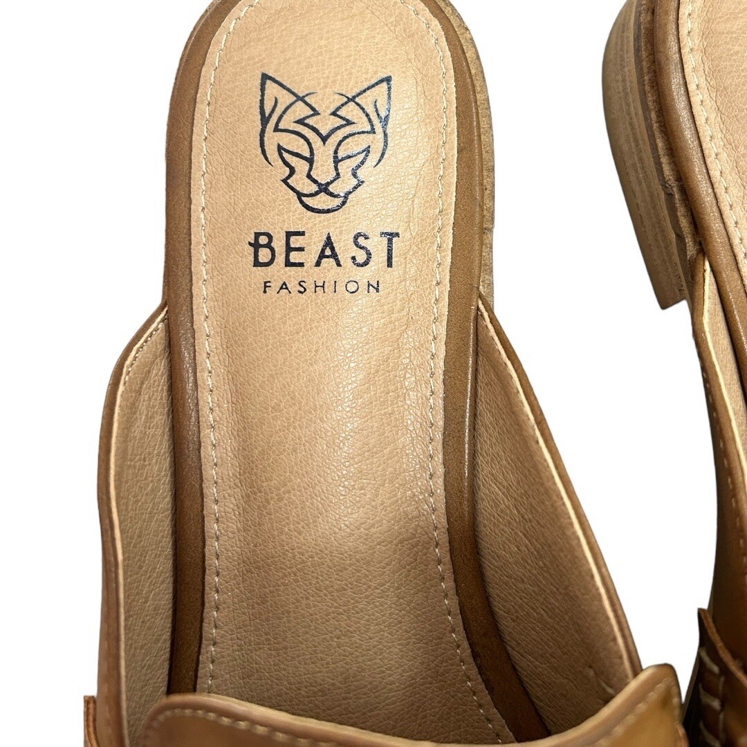 Beast Women's Jordan Tan Leather Knotted Twist Mules Shoes Sz7 thumbnail 3