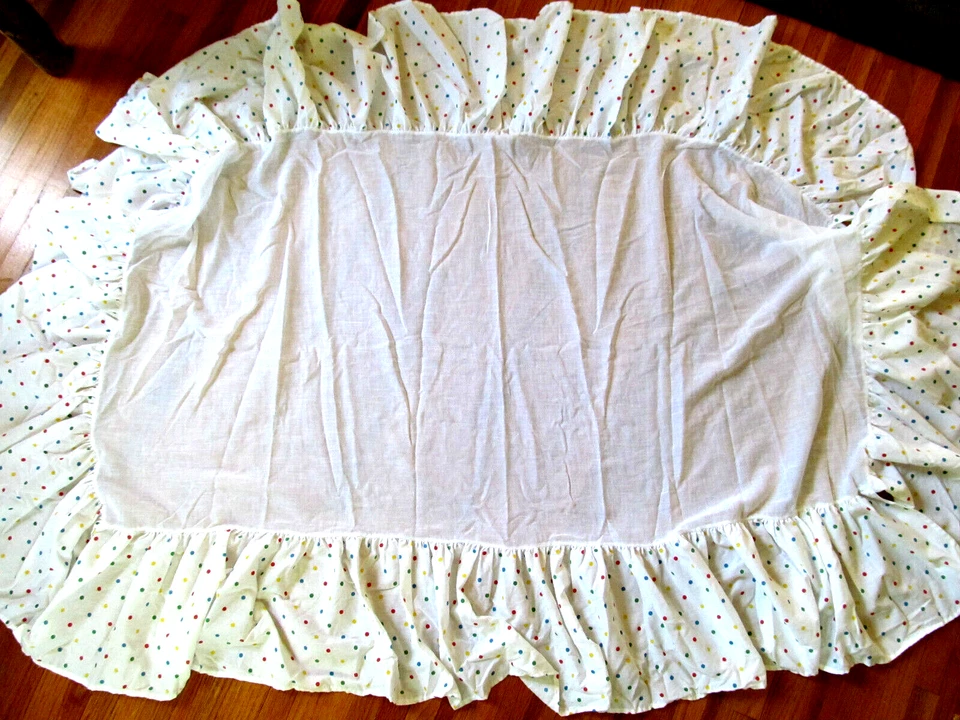 VENTA Falda de Cama con Volantes Polvo Cuna Lunares Blanca Multicolor Bebé Guardería Decoración Foto 3 de 4