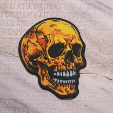 Skeleton Skull Bones Logo Patch Iron On Applique Vest Clothing Biker Costume