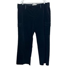 Tommy Hilfiger Womens Cargo Pants Velveteen Stretch Straight Hi Rise Black Sz 16
