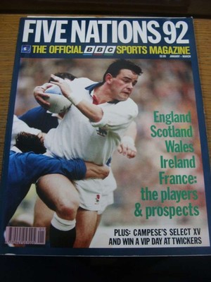 1992 Rugby Union: Five Nations 92 - The Official BBC Sports Magazine, January-Ma
