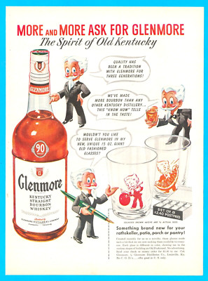 1950GLENMORE Kentucky Bourbon Whiskey PRINT AD cocktail glass offer distillery