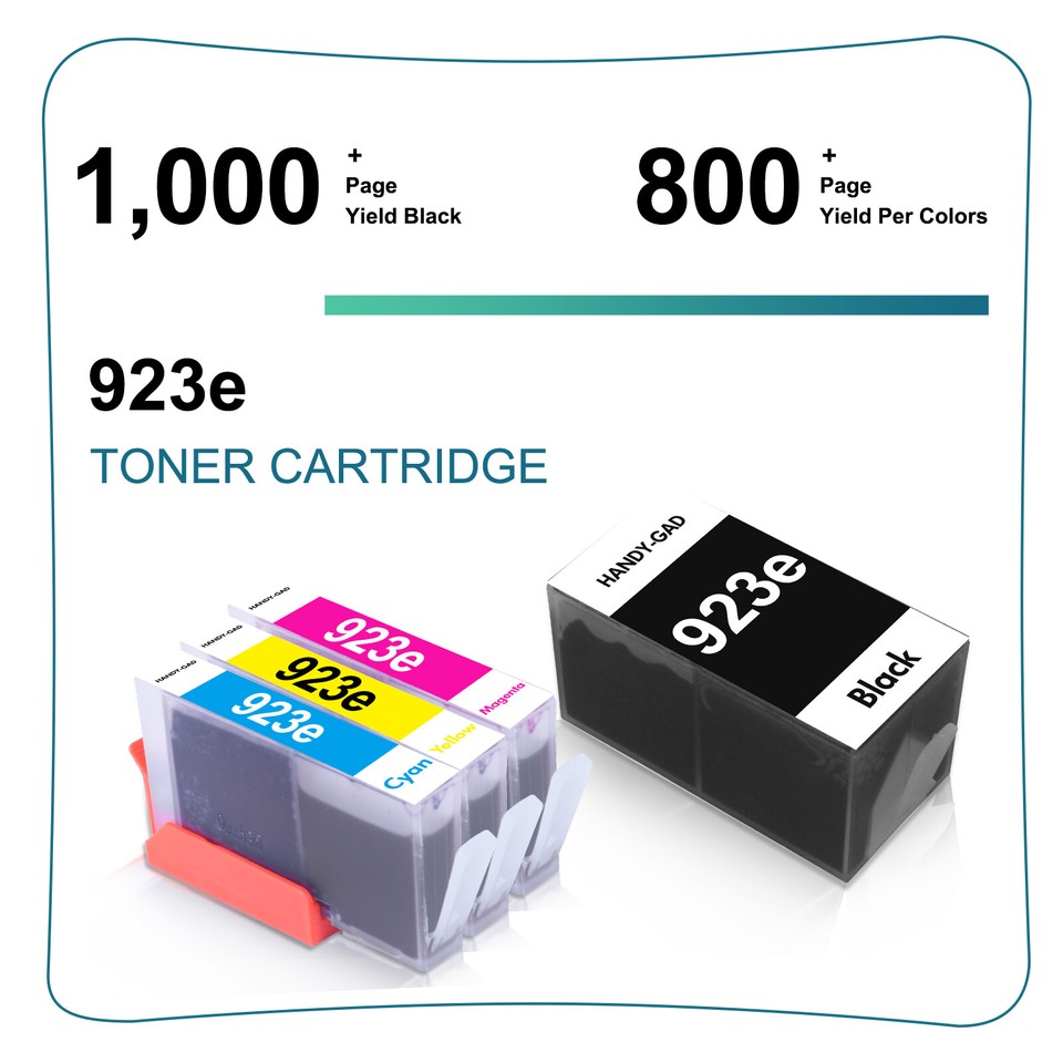 4 PK Ink Cartridges for HP 923 Compatible with OfficeJet 8120 8122e ...