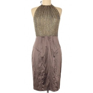 black halo gold dress