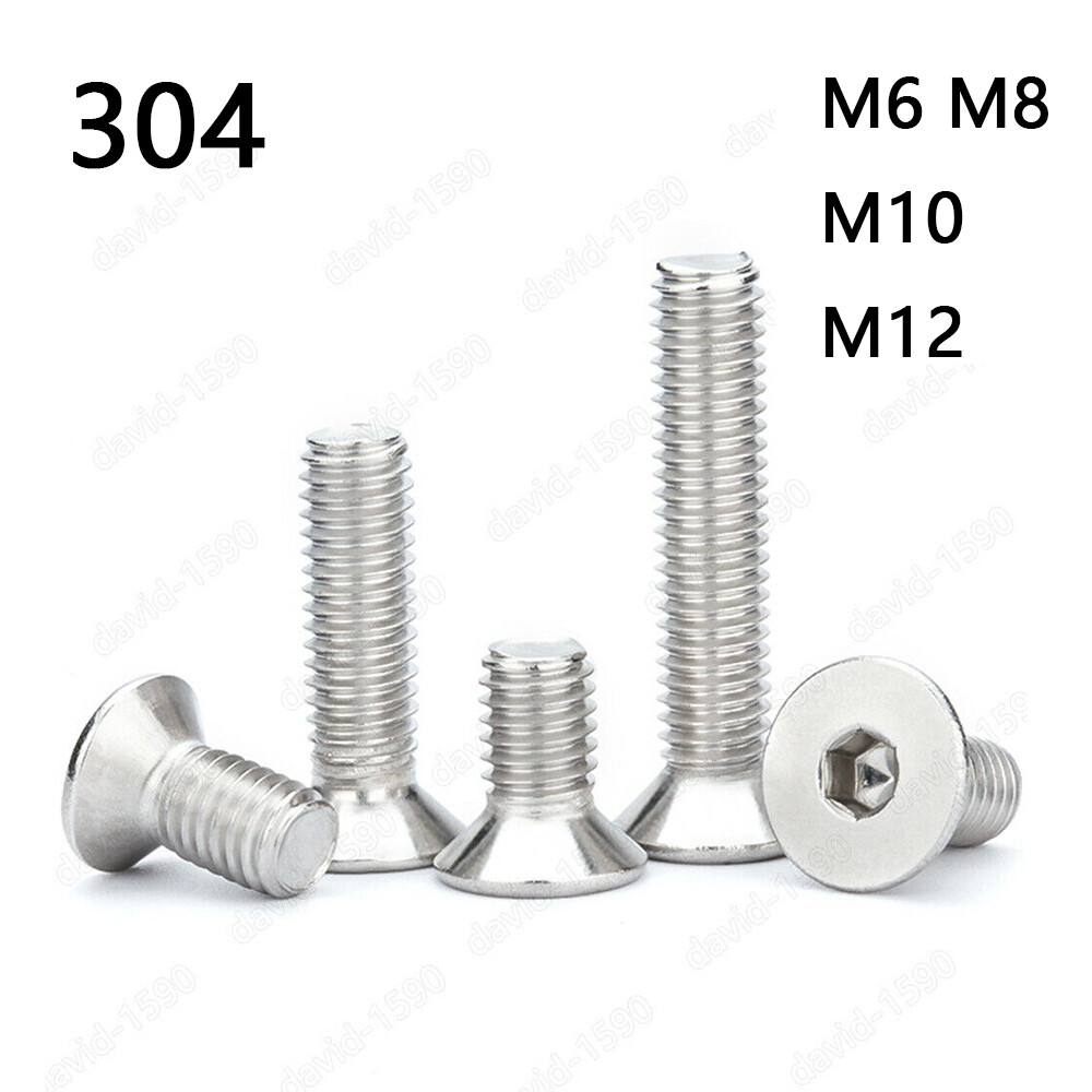 M6 304 Stainless Steel Flat Head Countersunk Hex Socket Cap Screws Bolts DIN7991