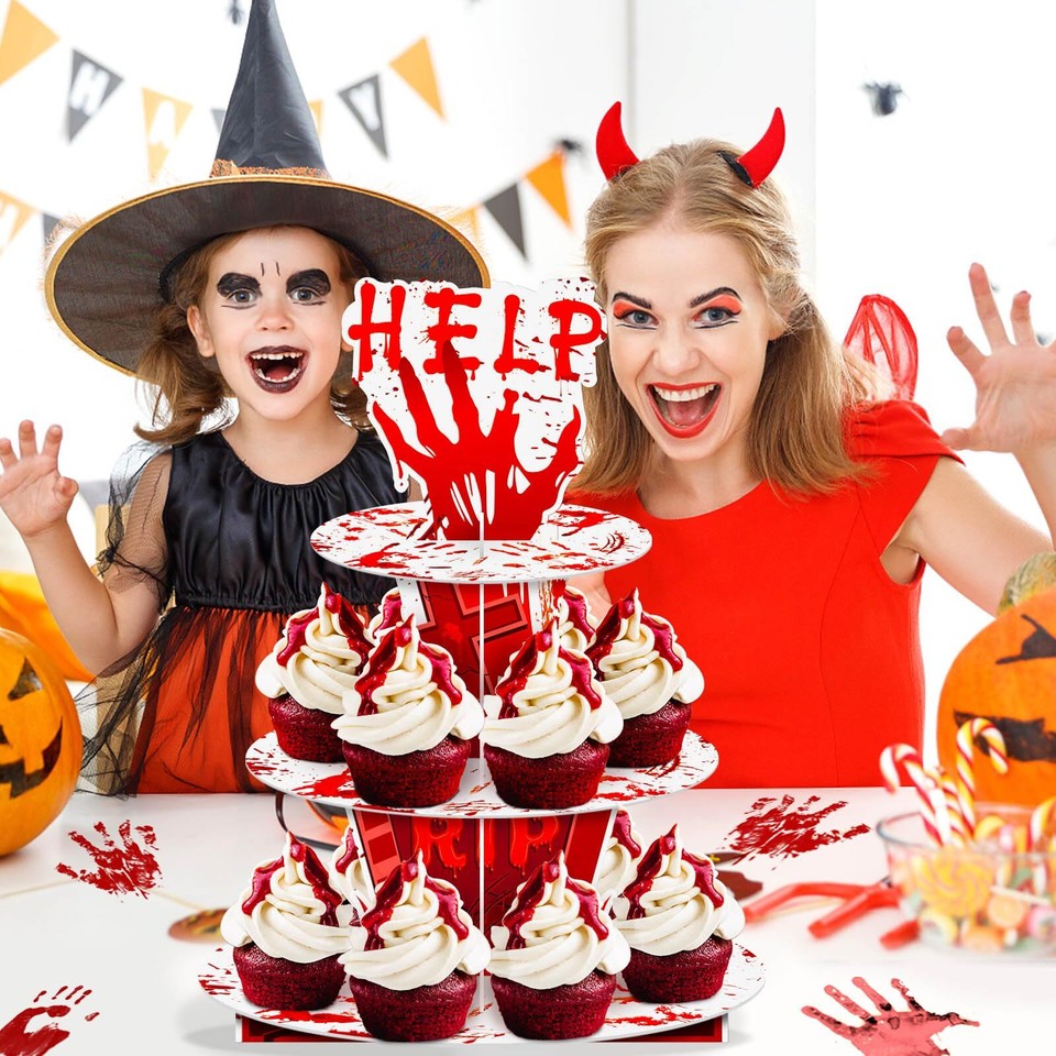 3 Tier Halloween Cupcake Stand Frozen Centerpieces Birthday Party