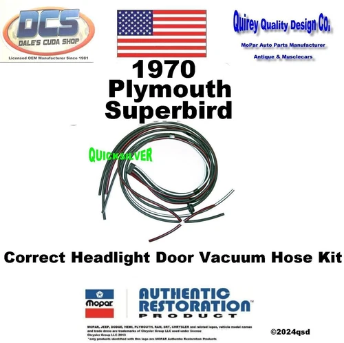 1970 Plymouth Superbird Headlight Door Vacuum Hose Kit MoPar New USA