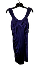 BCBGMaxAzria Cocktail Dress Women's 4 Navy Blue Pleated Draped Lined 