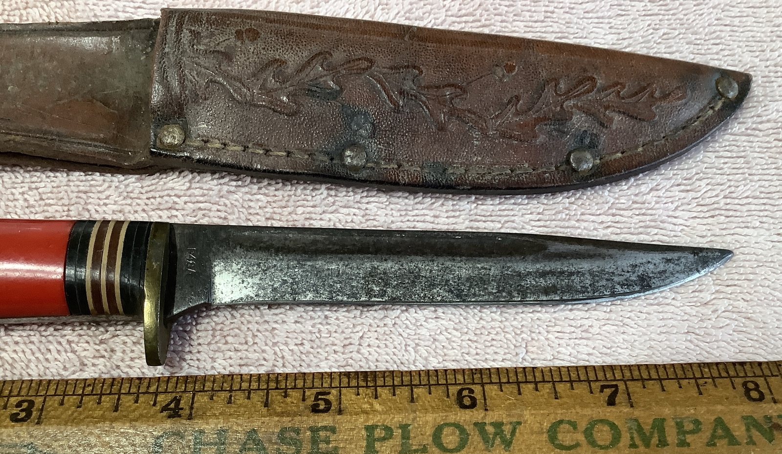 VTG Western P48A Fixed Blade Hunting Knife W/ Leather Sheath Boulder CO