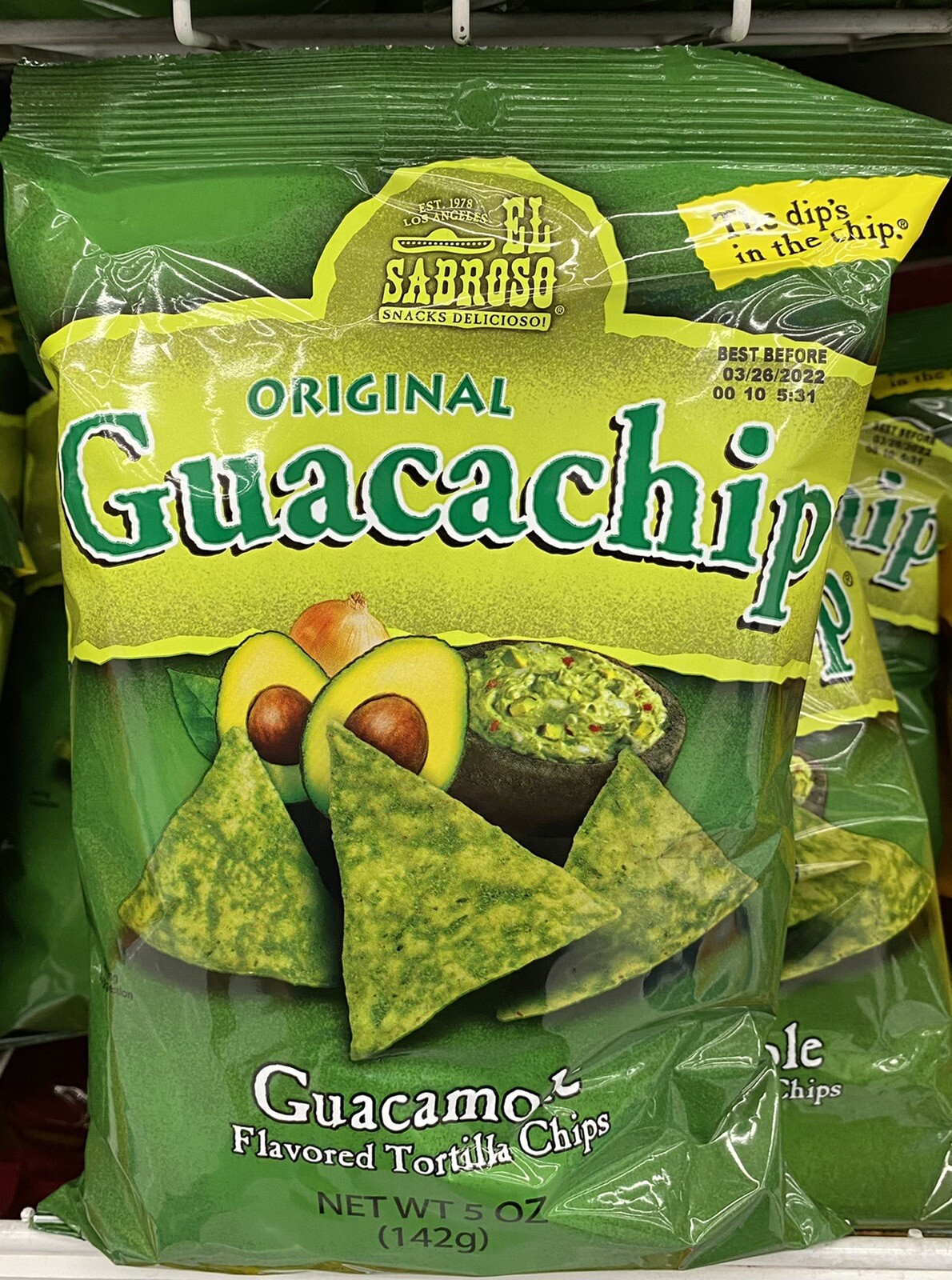 El Sabroso Guacachip グアカモーレ風味のトルティーヤチップス 12オンスパッケージ 12パック Guacachip