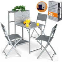 Casaria® BalkonmöBel GartenmöBel Set 4 Teilig Metall Klappbar Balkon Garten