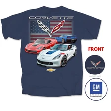 Chevrolet Corvette C7 Grand Sport Men's Blue T-Shirt Z07 LT1 Official Licensed