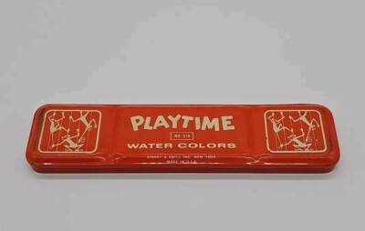 Vintage Binney & Smith Playtime Water Colors Paint Set No. 515 Metal Containers
