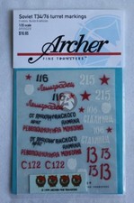 Archer 1/35 Russian T-34/76 Tanque Torreta Marcas Segunda Guerra Mundial Hoja #2 (6 tanques) AR35029