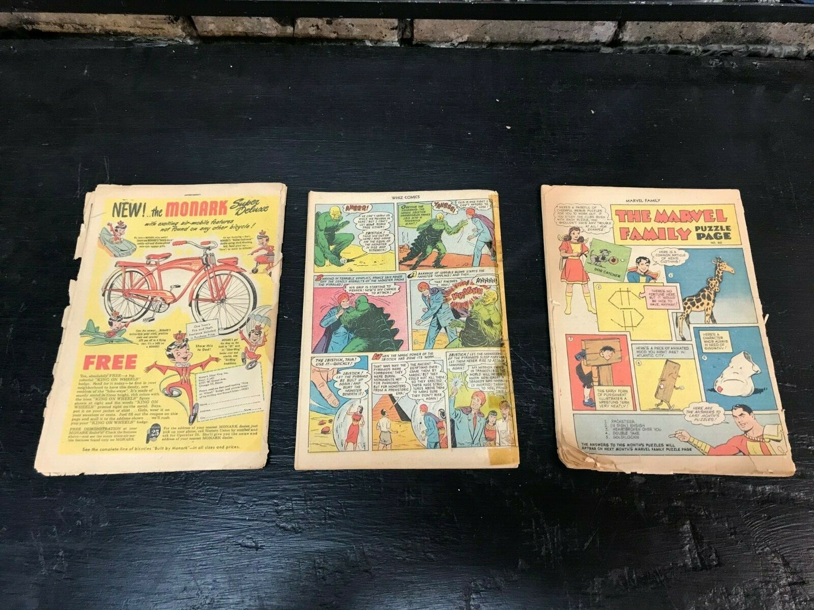 Whiz, Marvel family, Coverless & Partial Issues! 3 Issues, Golden Age