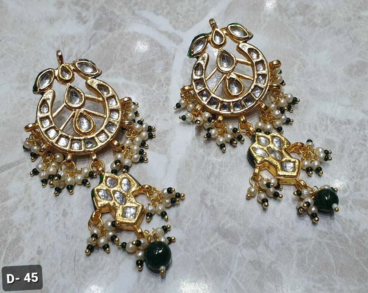 Indian Gold Plated Stone Studded Matt Earrings Jhumka Earrings Jewelry Set  | eBay