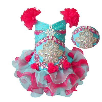 Jenniferwu Girls Tulle Flower Princess Wedding Party Dress Handmade Beaded Dress