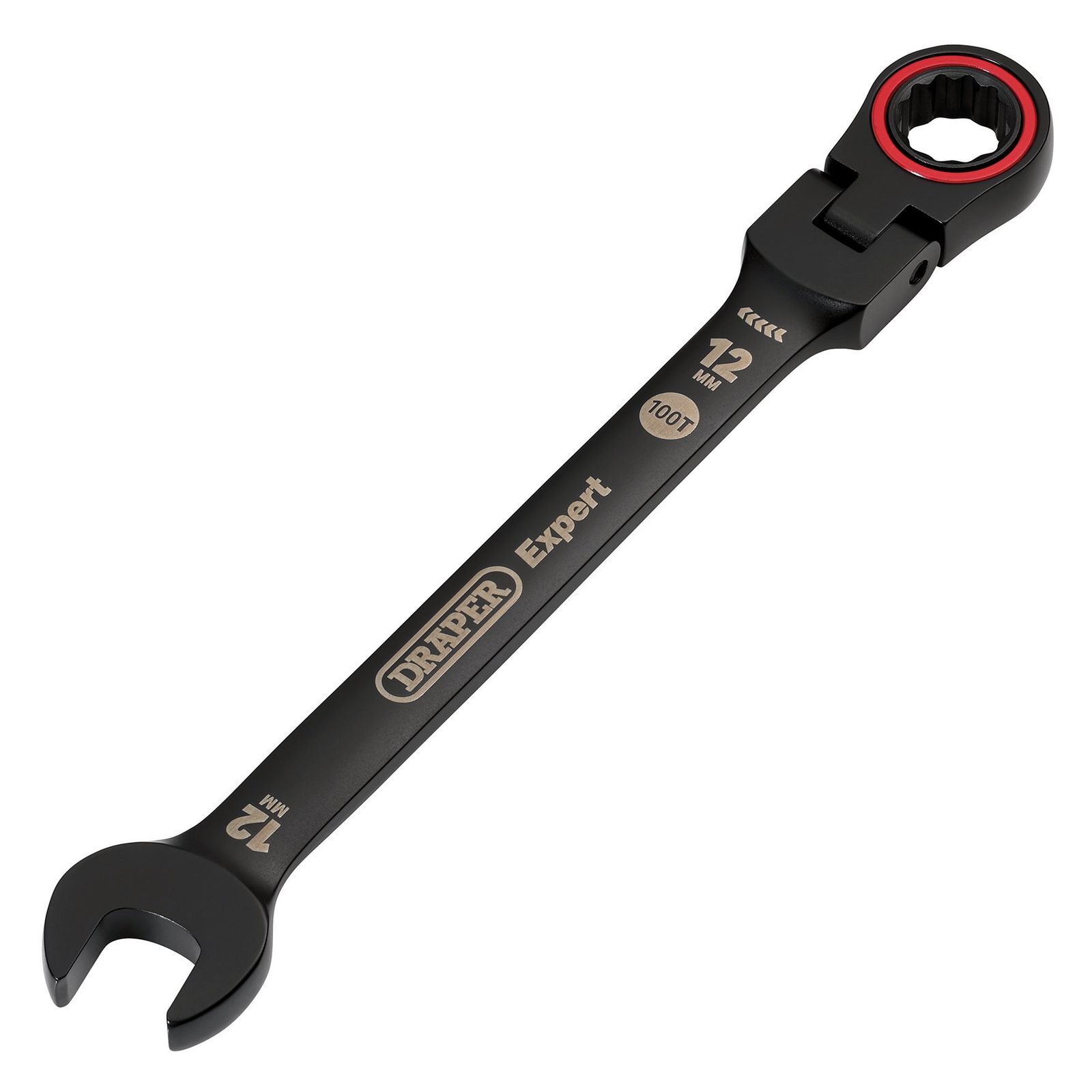 Draper Black Expert Hi-Torq Flexible Head Ratchet Combination Spanner - Image 2