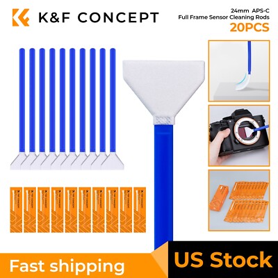 K&F CONCEPT 20 Pack Full-Frame Sensors Cleaning Kit 24mmx20mm for Camera Sensor
