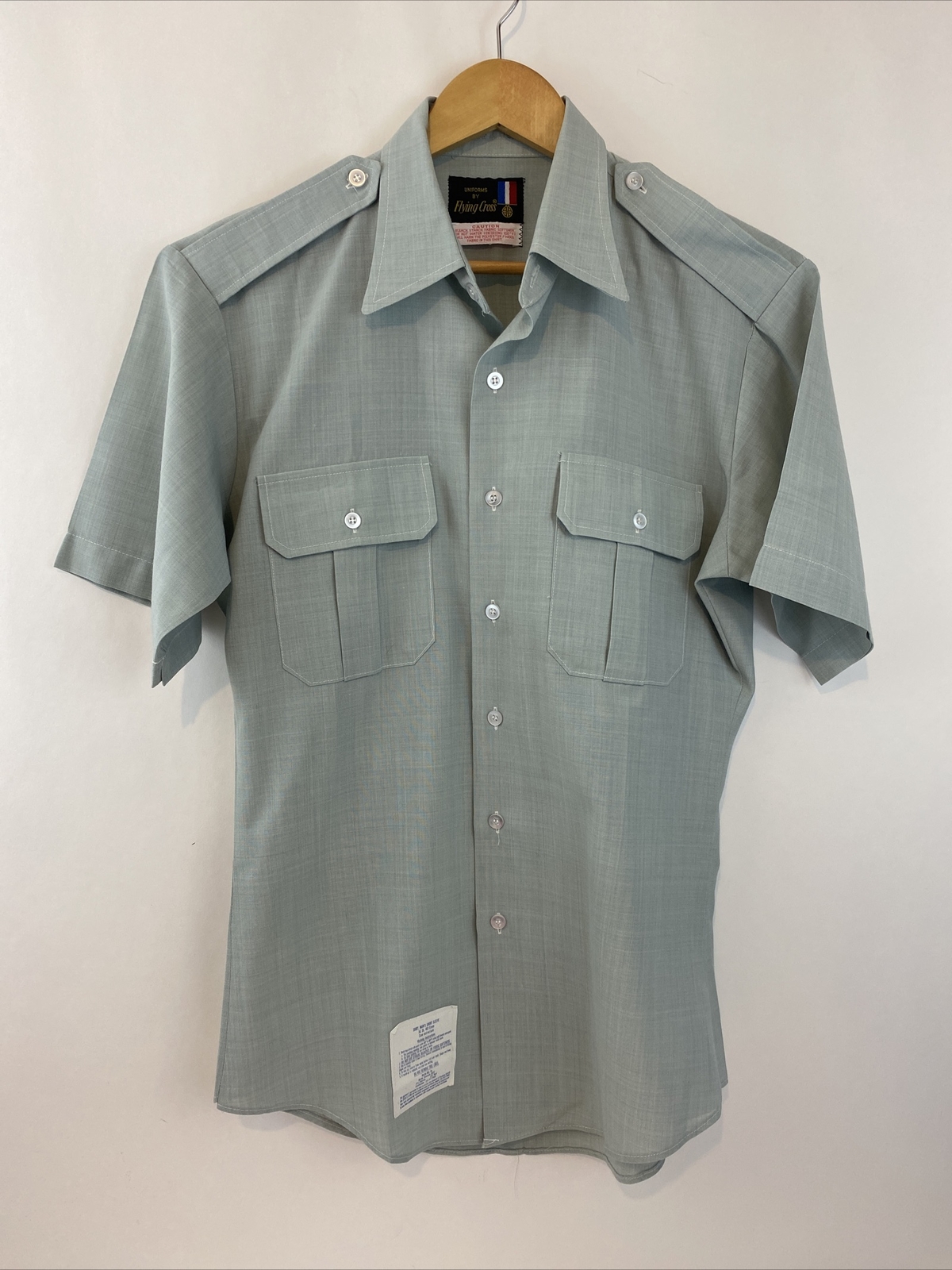 Vintage Men's FLYING CROSS Uniform Shirt Green Shor… Gem