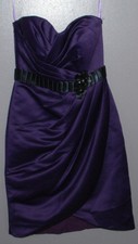 Mori Lee Prom Party Dress 3/4 Purple Black Sequin Beaded Ruched Short Strapless