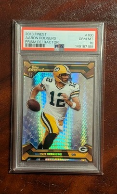 2013 Topps Finest Aaron Rodgers #100 Prism Refractor /25 (JERSEY MATCH) PSA 10