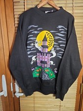 Vintage 90s Cute Halloween Tee Crewneck Sweatshirt Made In USA Puff Print XL