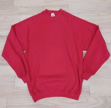 Vintage Jerzees Sweatshirt Mens Large Red Blank Crewneck Raglan 90s USA Made