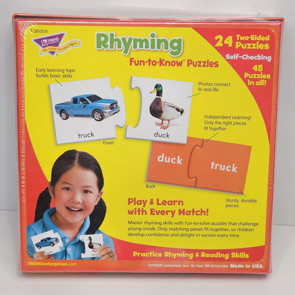Trend TEP36009 Rhyming Puzzle Set - 48 Piece Fun To Know Real Life Photos USA - image 2 of 4