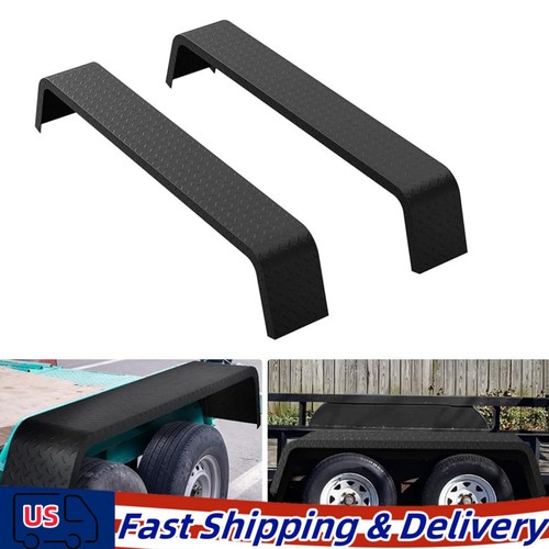Set of 2 Heavy Duty Steel Trailer Fenders Fit Tandem Axle 13" 14" 15" Wheel Tire