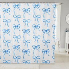Blue Bowknot Bath Curtain 72"x84" Bow Shower Curtain for Coquette Bows Bathro...