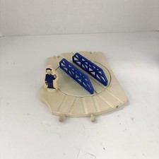 Wooden Train Turntable 6 Way Blue Turning Track / Vintage / Works / Kids