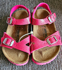 Birkenstock Rio Kids Pink Glitter Strappy Sandals Ankle Buckle US 10 N