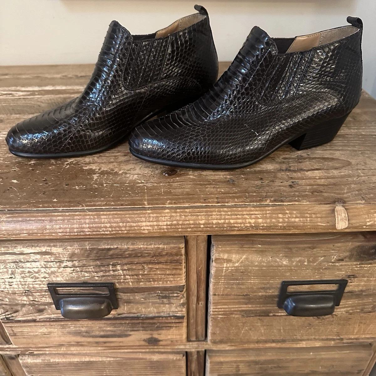 Giorgio Brutini Dark Brown Genuine Snakeskin Leather Almond Toe Chelsea Boot giorgio brutini snakeskin boots products for sale | eBay main image 4